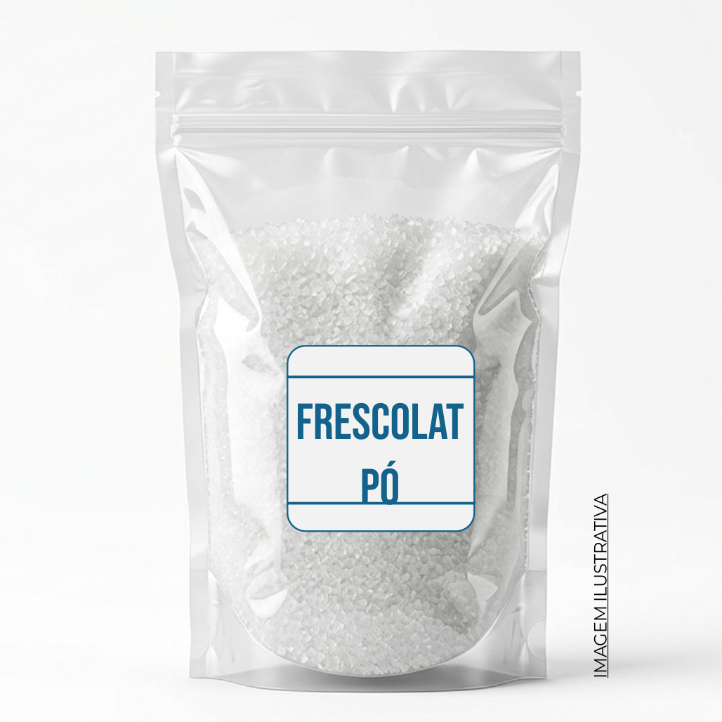 Pó cristalino de Frescolat em Pó INCI Menthyl Lactate, ativo de refrescância para formulações cosméticas profissionais.